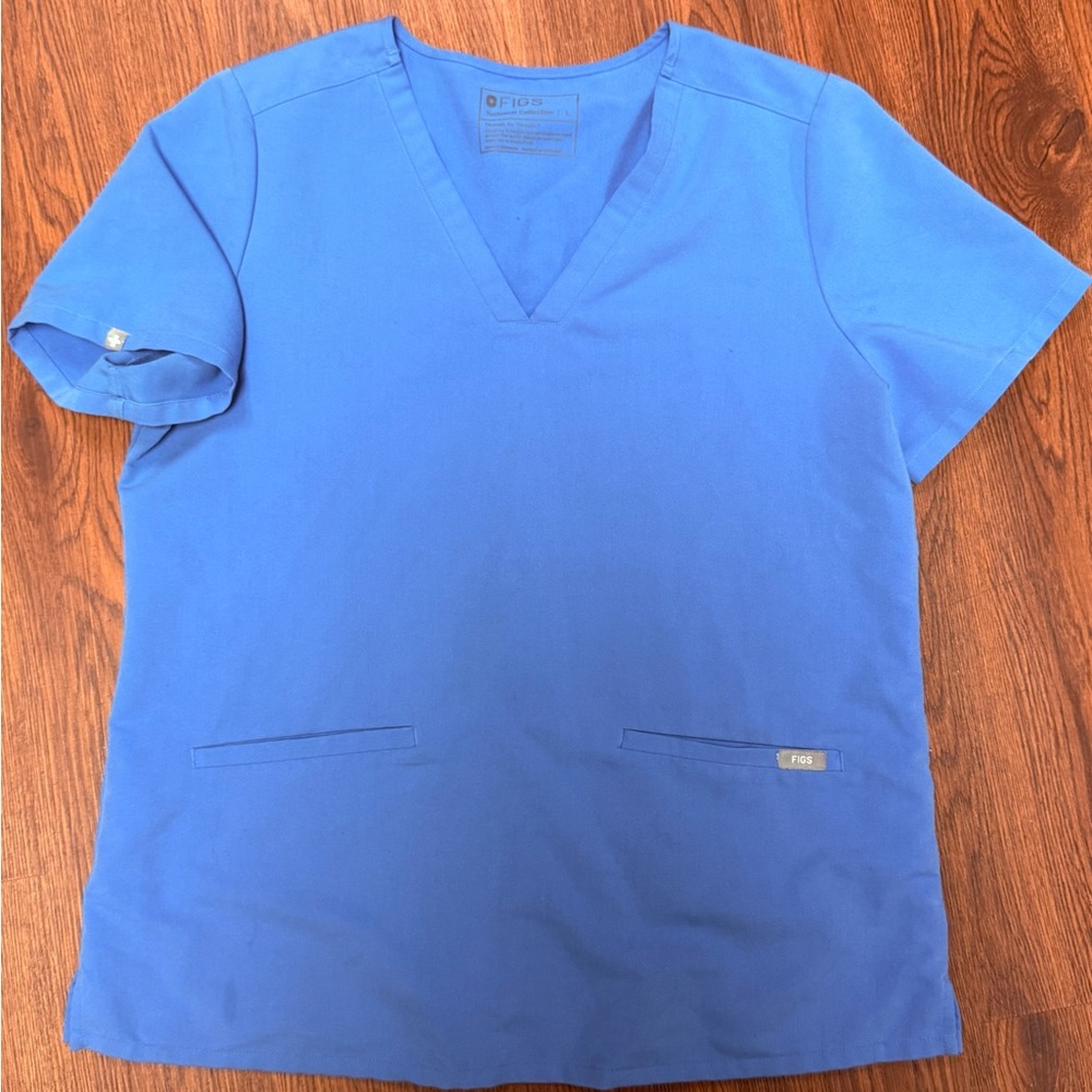 Figs Women's Short Sleeve Top in Vibrant Blue